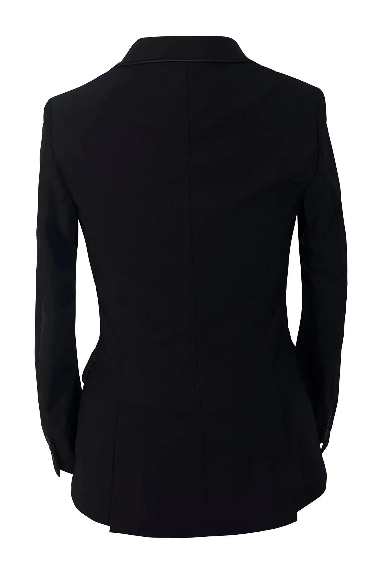 Grand Prix Saltare Dolce 3 Button Jacket black back view on mannequin Huntley Equestrian on Tampa Home & Garden Store