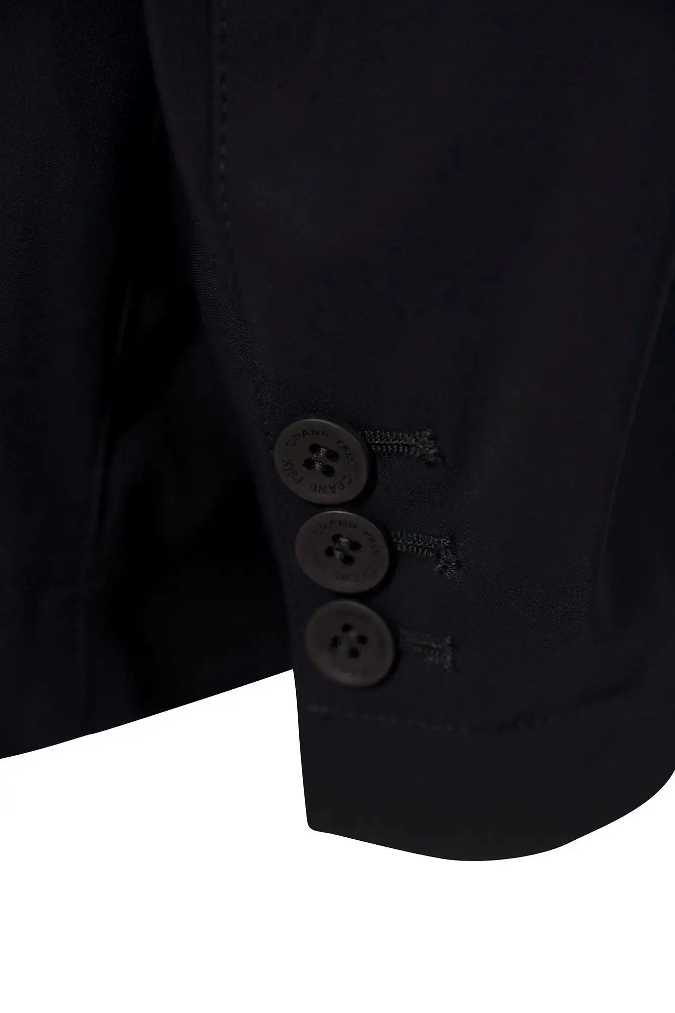 Grand Prix Saltare Dolce 3-Button Riding Show Jacket in black; sleeve with button row on Tampa Home & Garden Store