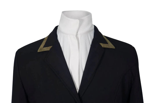 Grand Prix Saltare Premio 4-Button Riding Show Coat, black with moss-green lapel accents on Tampa Home & Garden Store