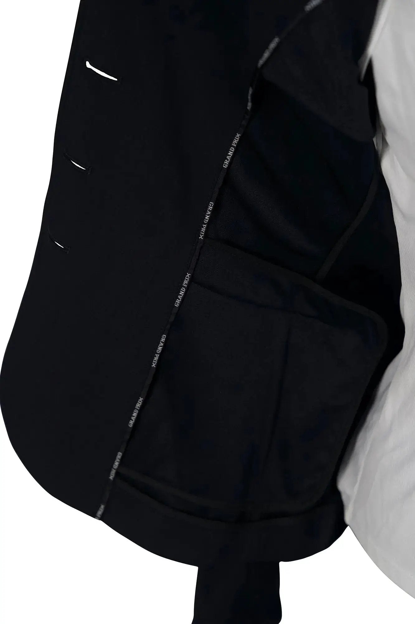 Grand Prix Saltare Premio black riding show coat with moss green accents, 4-button placket on Tampa Home & Garden Store