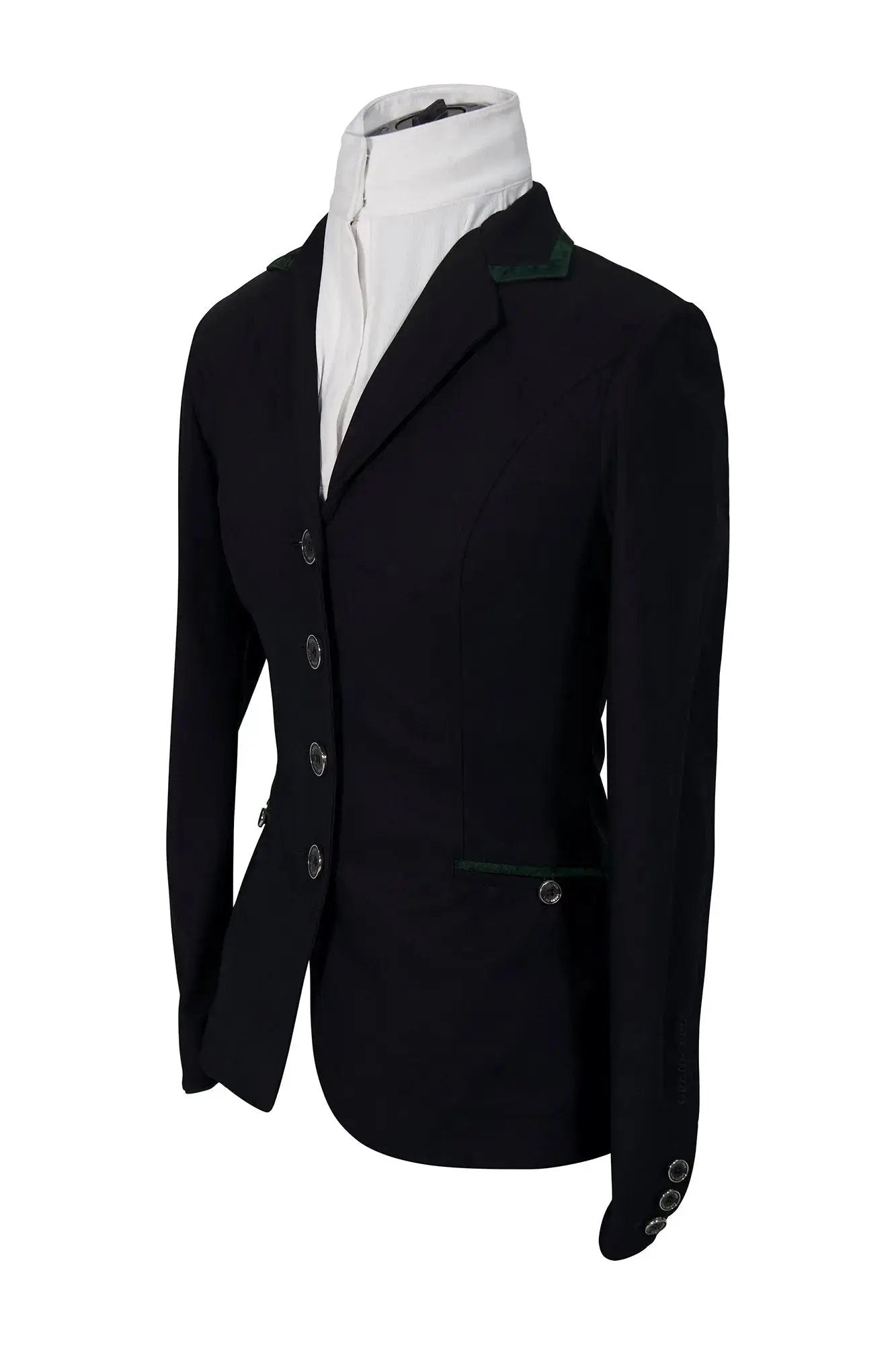 Grand Prix Saltare Premio 4Btn Riding Coat Huntley Equestrian black with green accents on Tampa Home & Garden Store