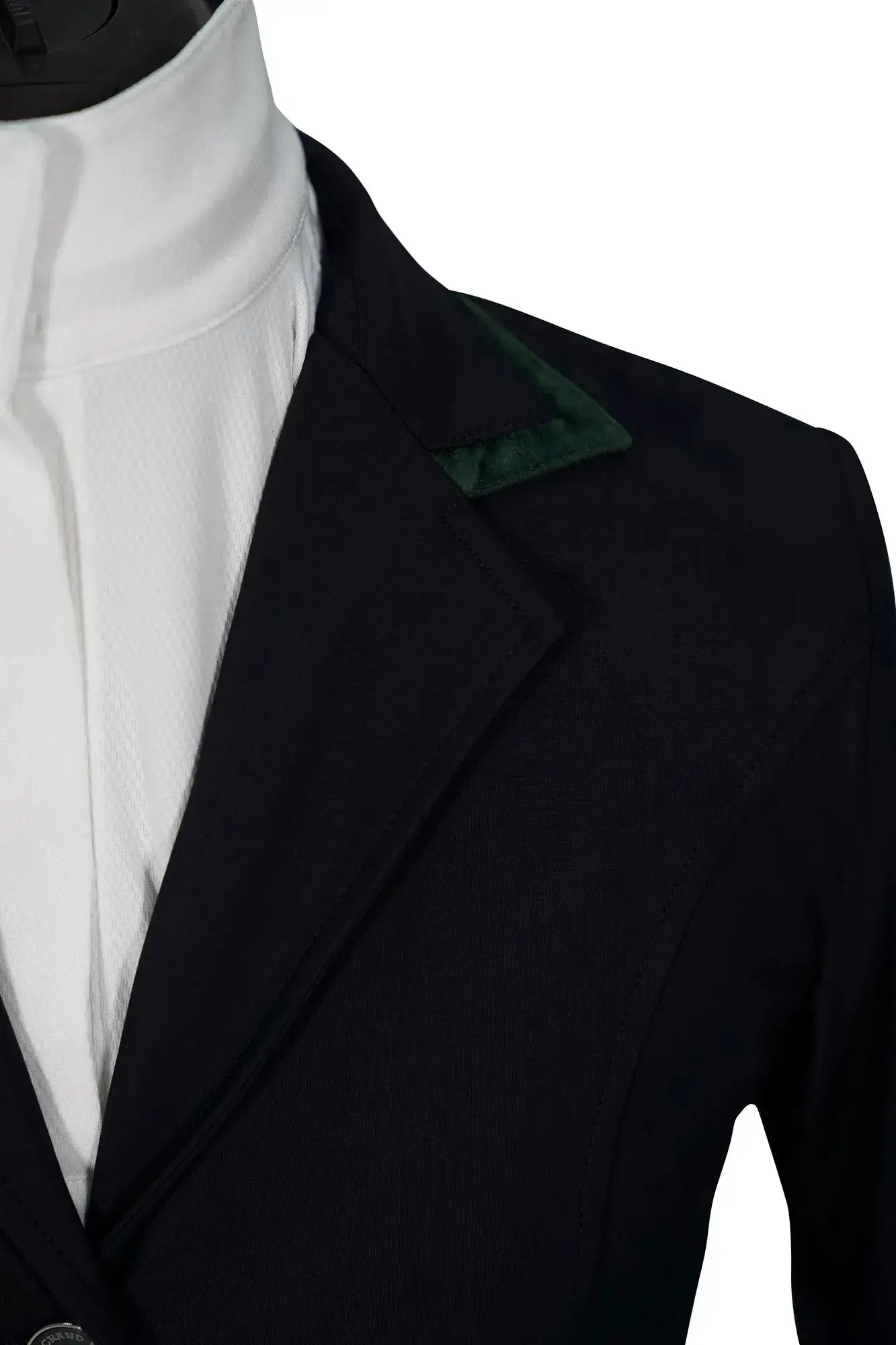 Grand Prix Saltare Premio 4-Button coat, black with dark green velvet lapel Huntley on Tampa Home & Garden Store
