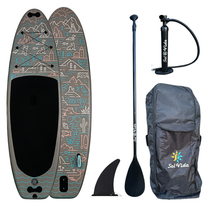 GrandSol Oasis Pack: 11' 4'' Inflatable Paddle Board + Paddle, Pump, Detachable Fin, & Carrying Case - Tampa Home & Garden Store