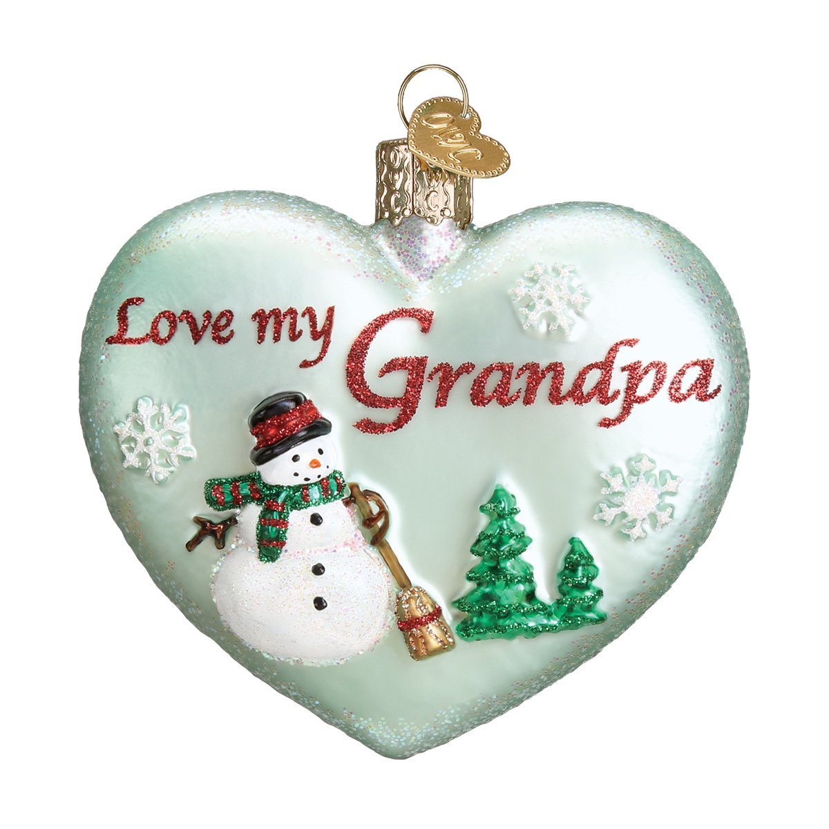 Grandpa Heart Glass Ornament - Tampa Home & Garden Store