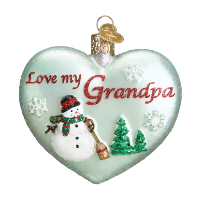 Grandpa Heart Glass Ornament - Tampa Home & Garden Store