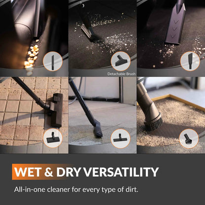 Grandstorm retractable garage vacuum by Giraffe Tools, black with detachable brush on Tampa Home & Garden Store