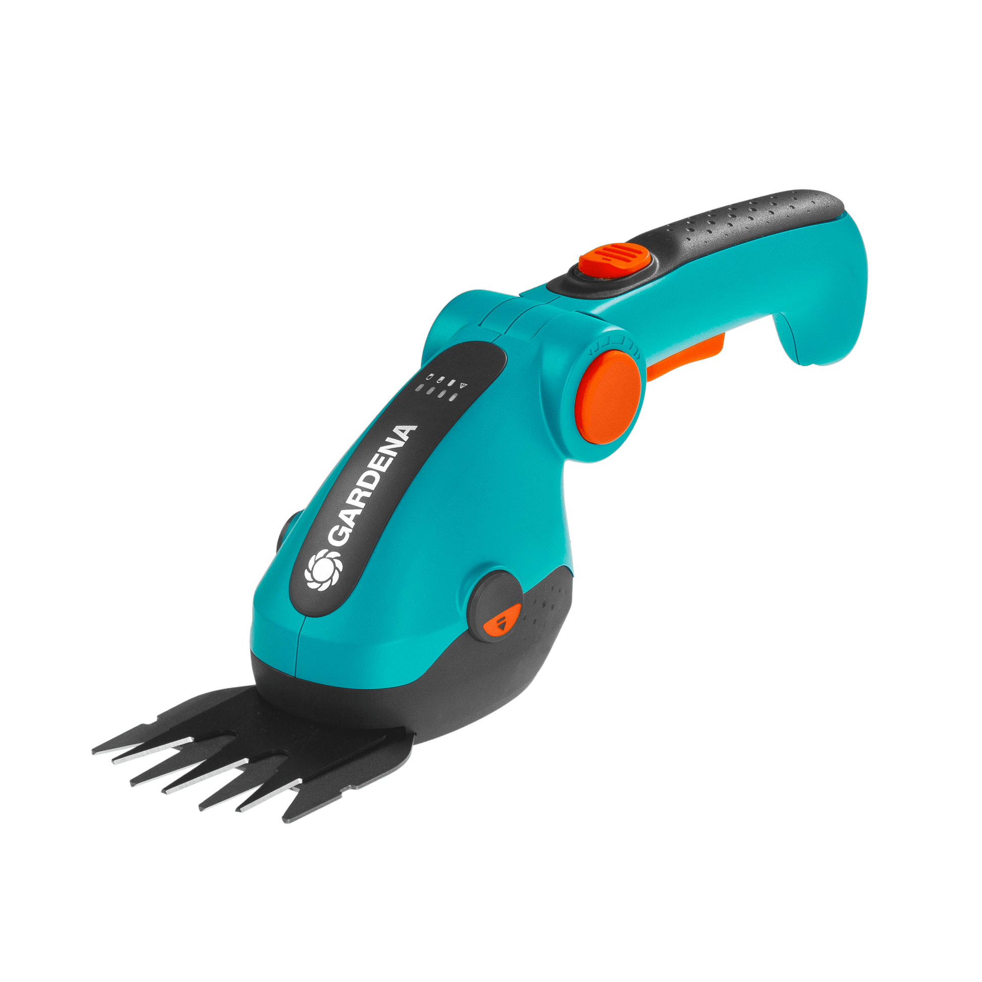 Battery Grass Shears ComfortCut Li electric garden tool Gardena, teal body orange trigger on Tampa Home & Garden Store