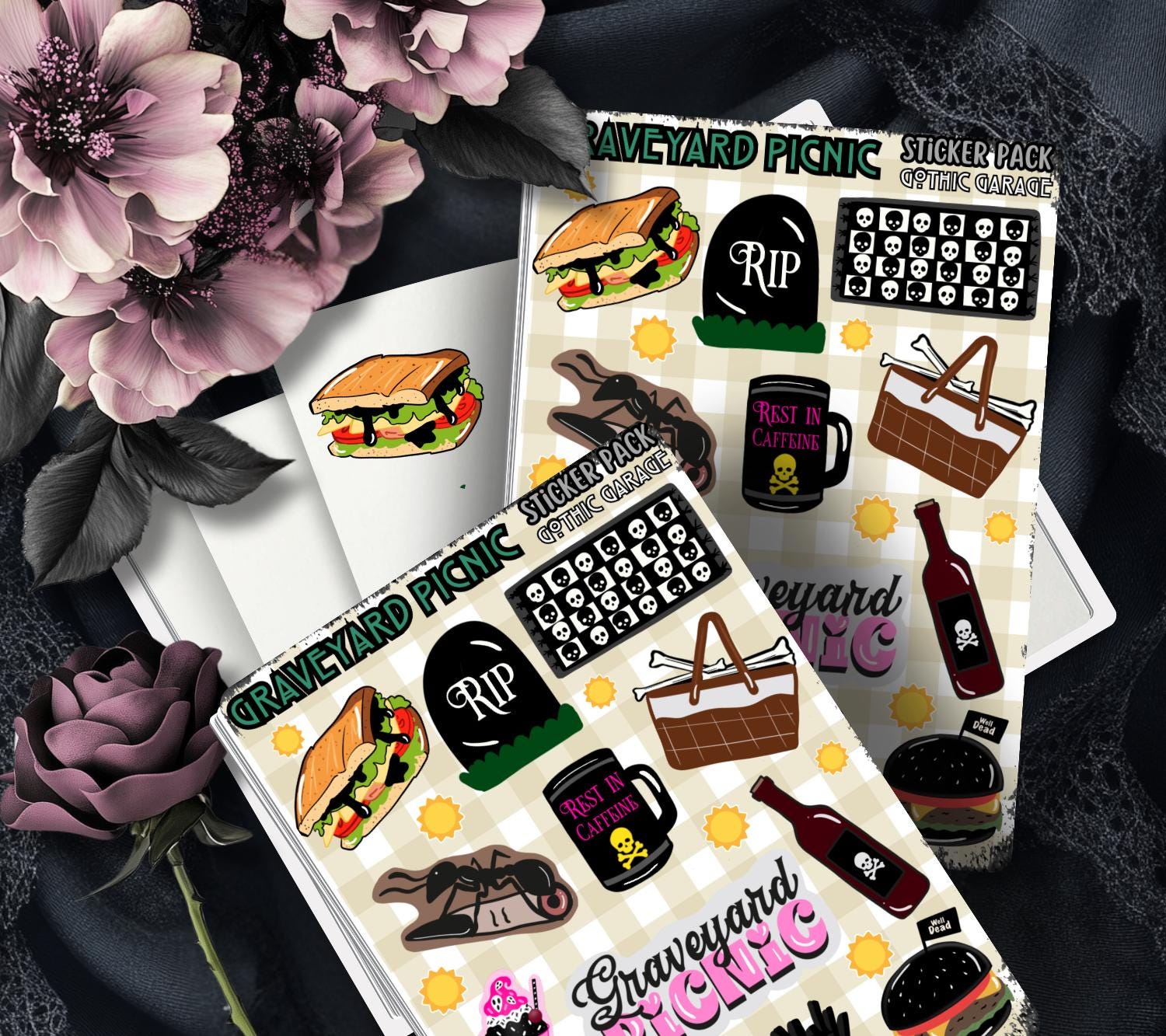 Graveyard Picnic Sticker Sheet – Creepy Cuisine for the Dead & Delicious - Tampa Home & Garden Store