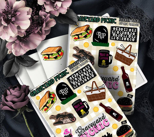 Graveyard Picnic Sticker Sheet – Creepy Cuisine for the Dead & Delicious - Tampa Home & Garden Store