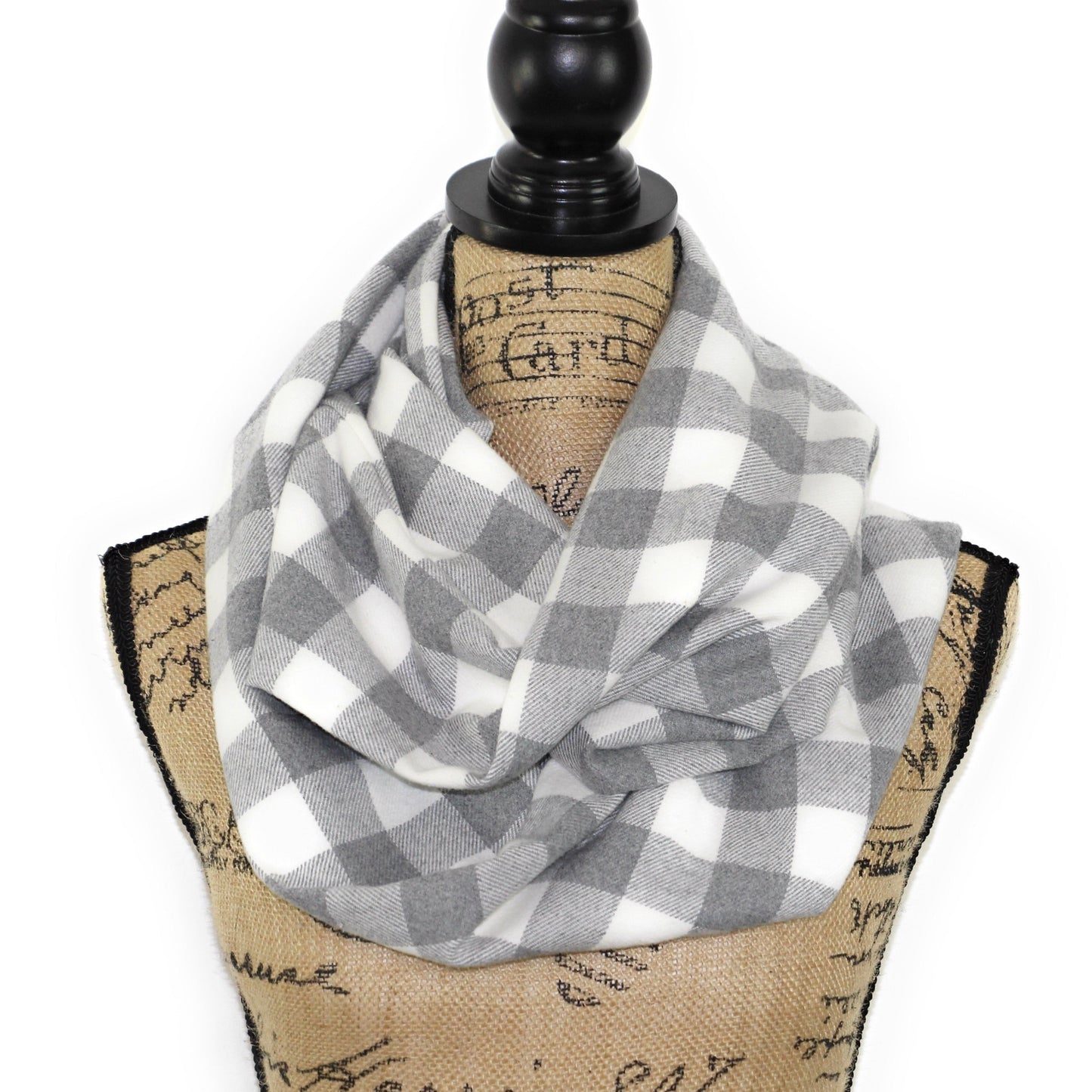 Gray and White Buffalo Plaid Flannel Plaid Infinity or Blanket Scarf - Tampa Home & Garden Store