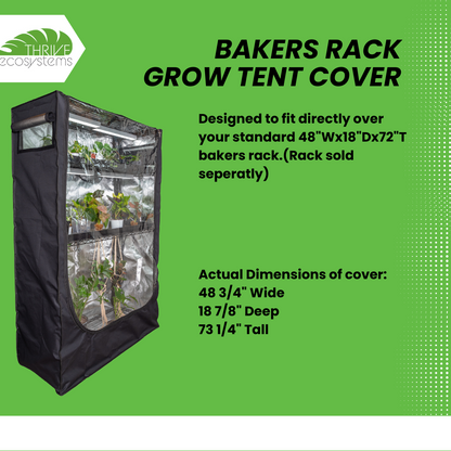 Thrive Ecosystems baker's rack grow tent cover in black with clear front door on Tampa Home & Garden Store