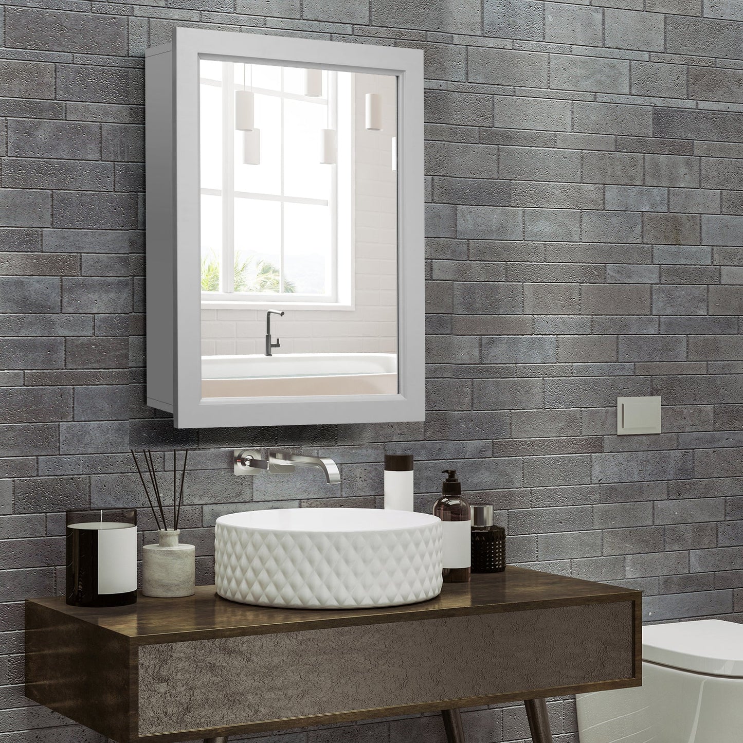 Botiquín con espejo de pared - Gris