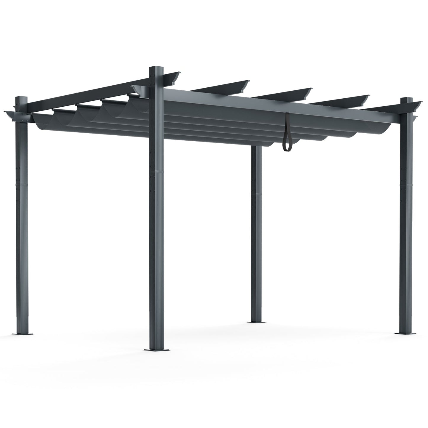 10 x 12 Feet Outdoor Aluminum Retractable Pergola Canopy Shelter Grape Trellis-Beige