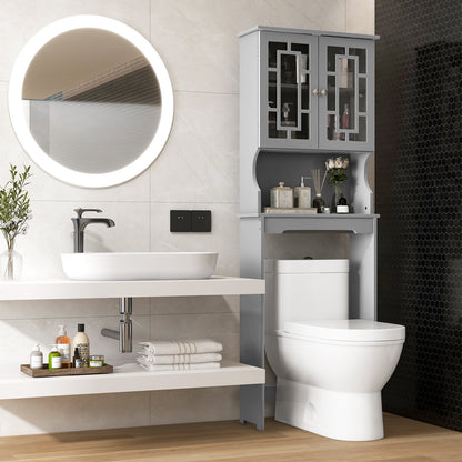 Organizador ahorrador de espacio para baño con estante ajustable - Gris