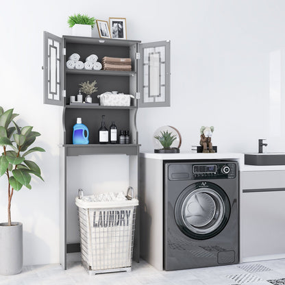 Organizador ahorrador de espacio para baño con estante ajustable - Gris