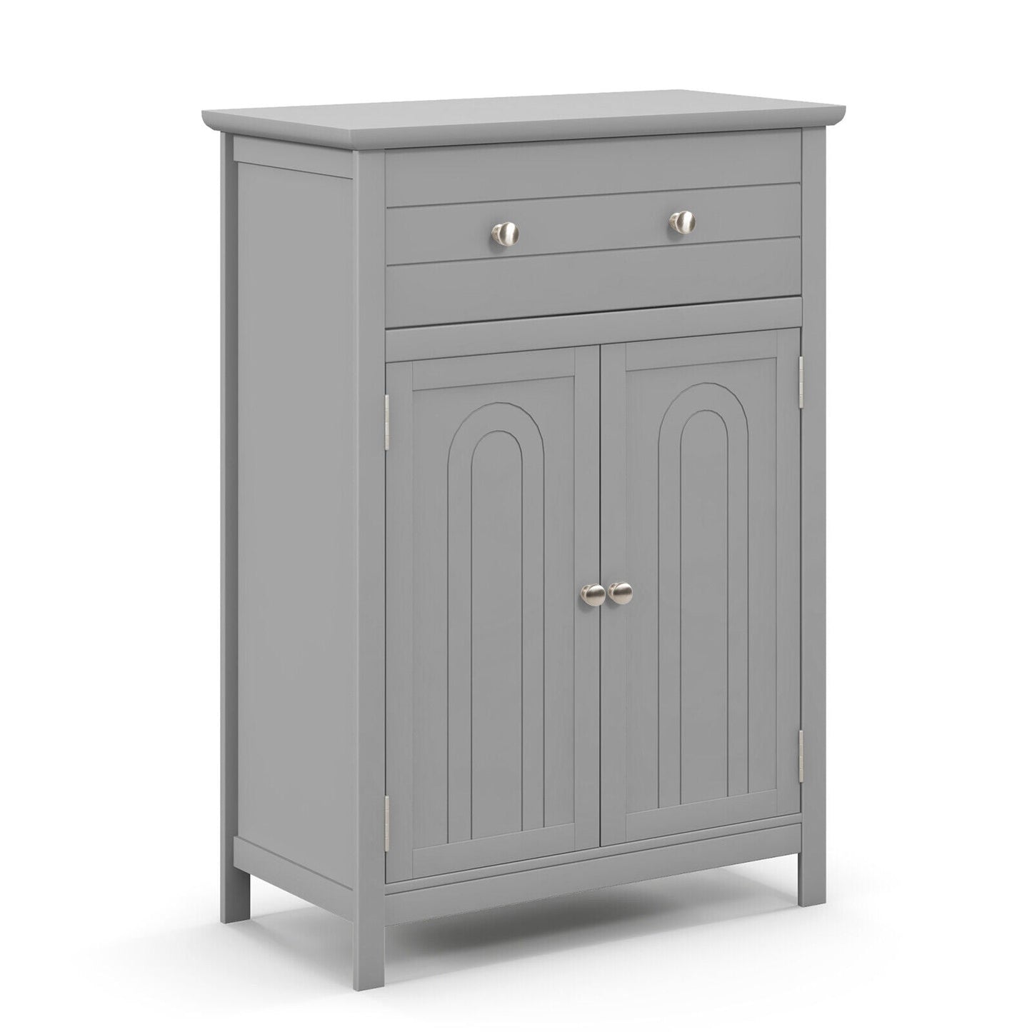 Armario de baño de madera con cajón y estante ajustable - Gris