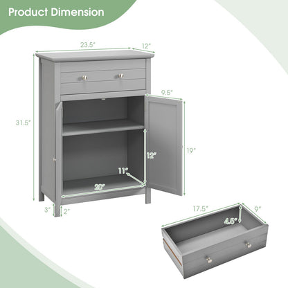 Armario de baño de madera con cajón y estante ajustable - Gris