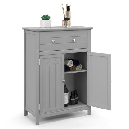 Armario de baño de madera con cajón y estante ajustable - Gris