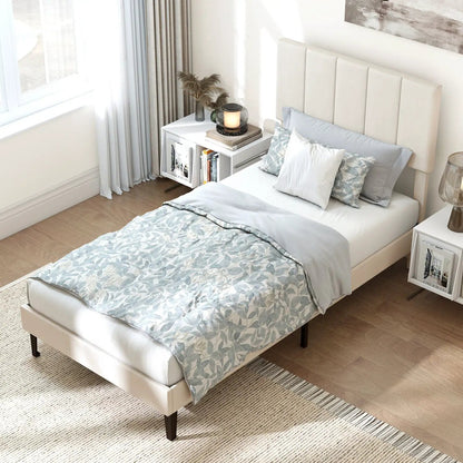 Platform Bed With Adjustable Headboard Twin