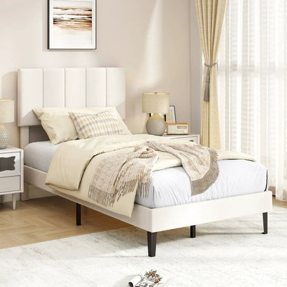 Platform Bed With Adjustable Headboard Twin