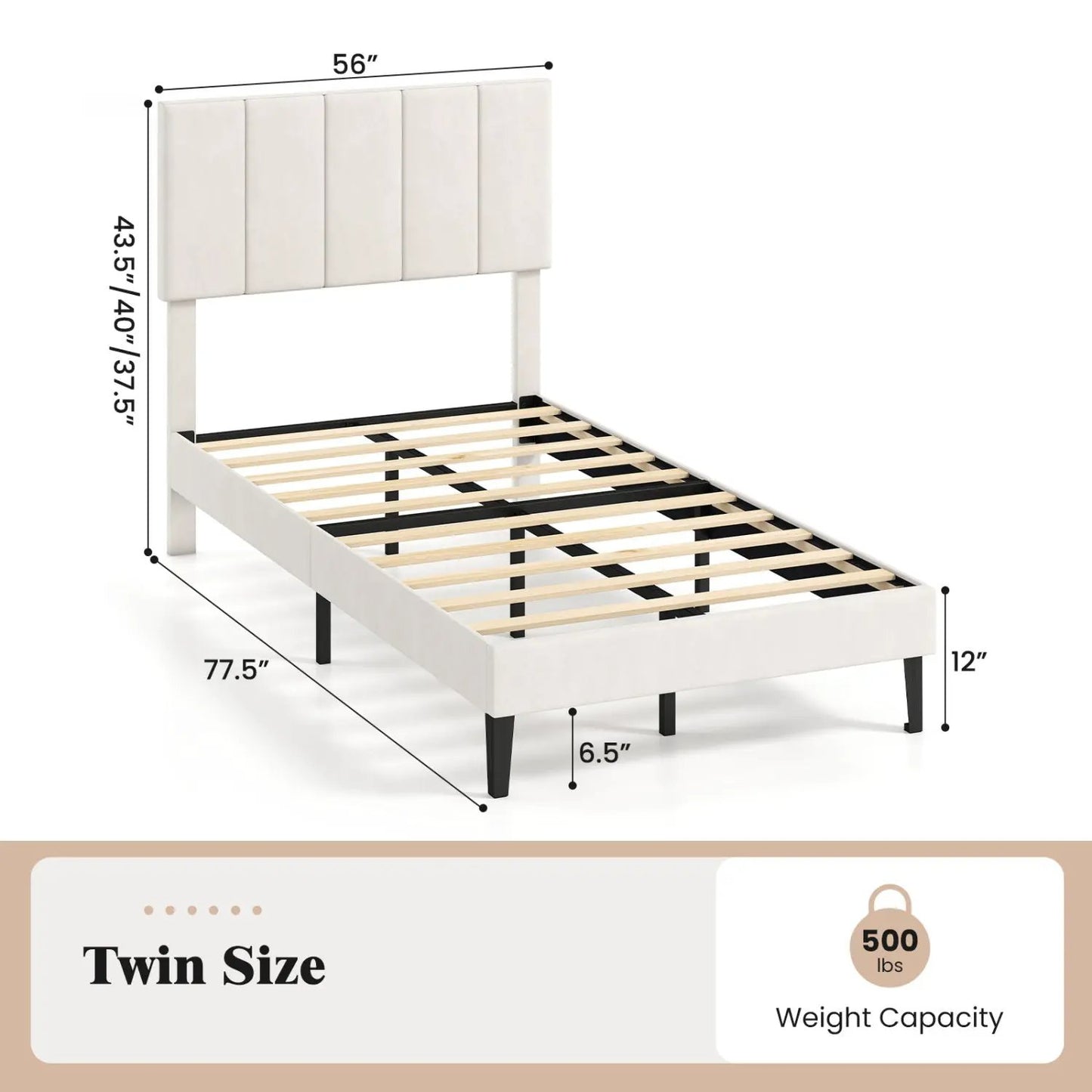 Platform Bed With Adjustable Headboard Twin