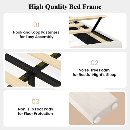 Platform Bed With Adjustable Headboard Twin
