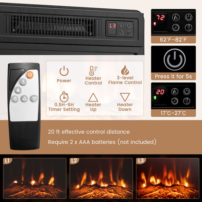 Mueble esquinero para TV con chimenea, luces LED y control por aplicación inteligente para televisores de 50 pulgadas - Gris