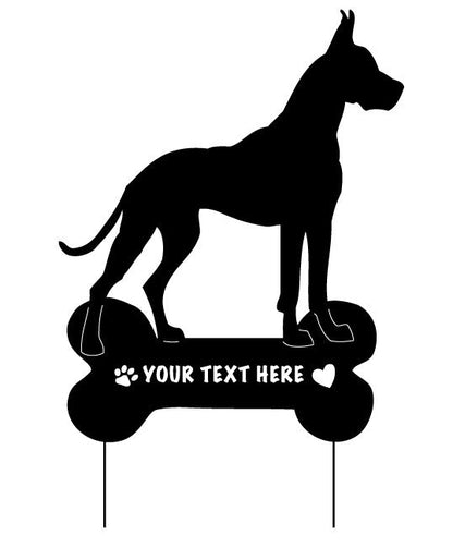 Great Dane garden stake or wall hanging style 1, bone-base ornament by Rustica Ornamentals on Tampa Home & Garden Store