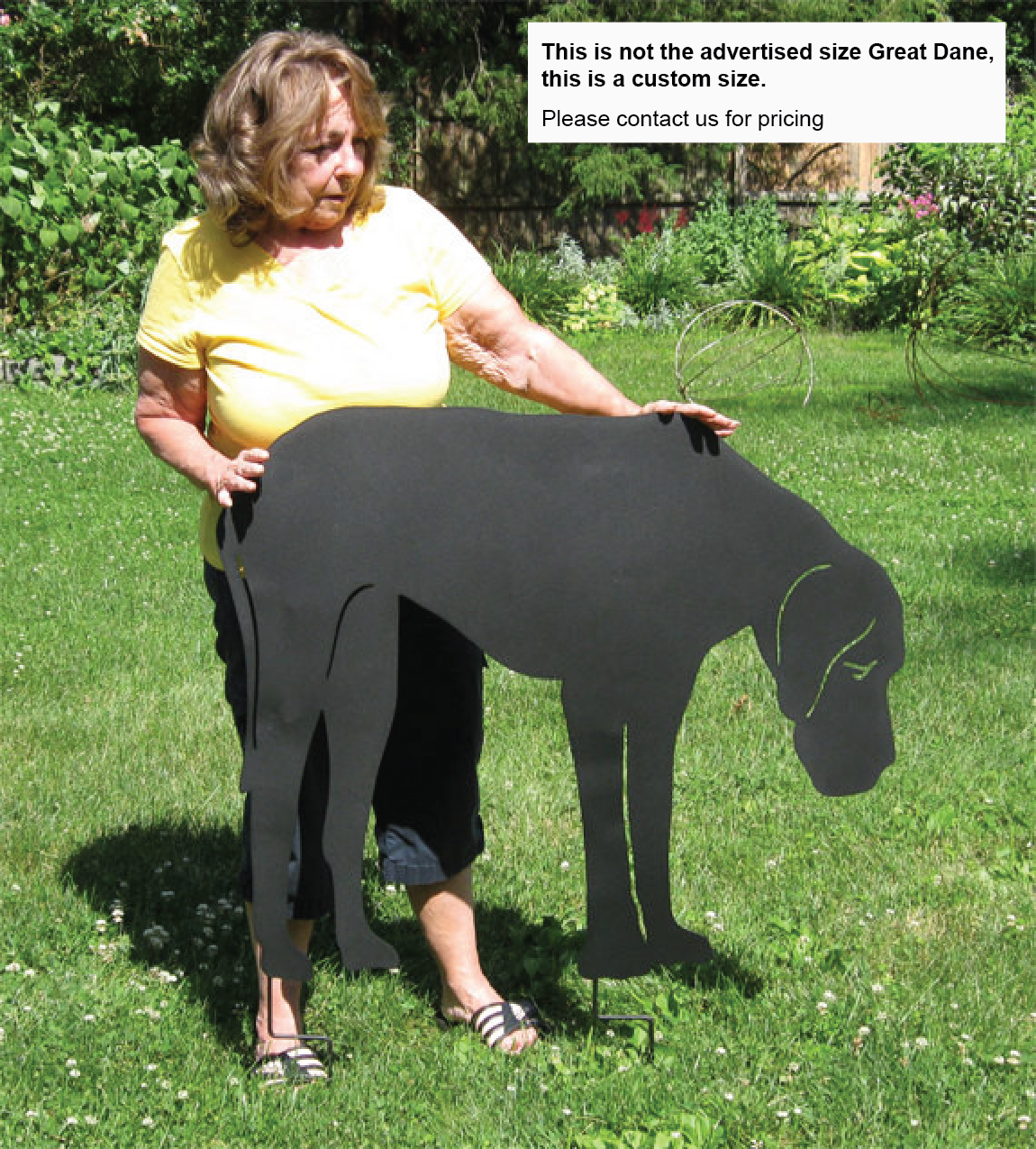 Great Dane lawn statue silhouette in black metal by Rustica Ornamentals on Tampa Home & Garden Store