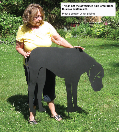 Great Dane lawn statue silhouette in black metal by Rustica Ornamentals on Tampa Home & Garden Store