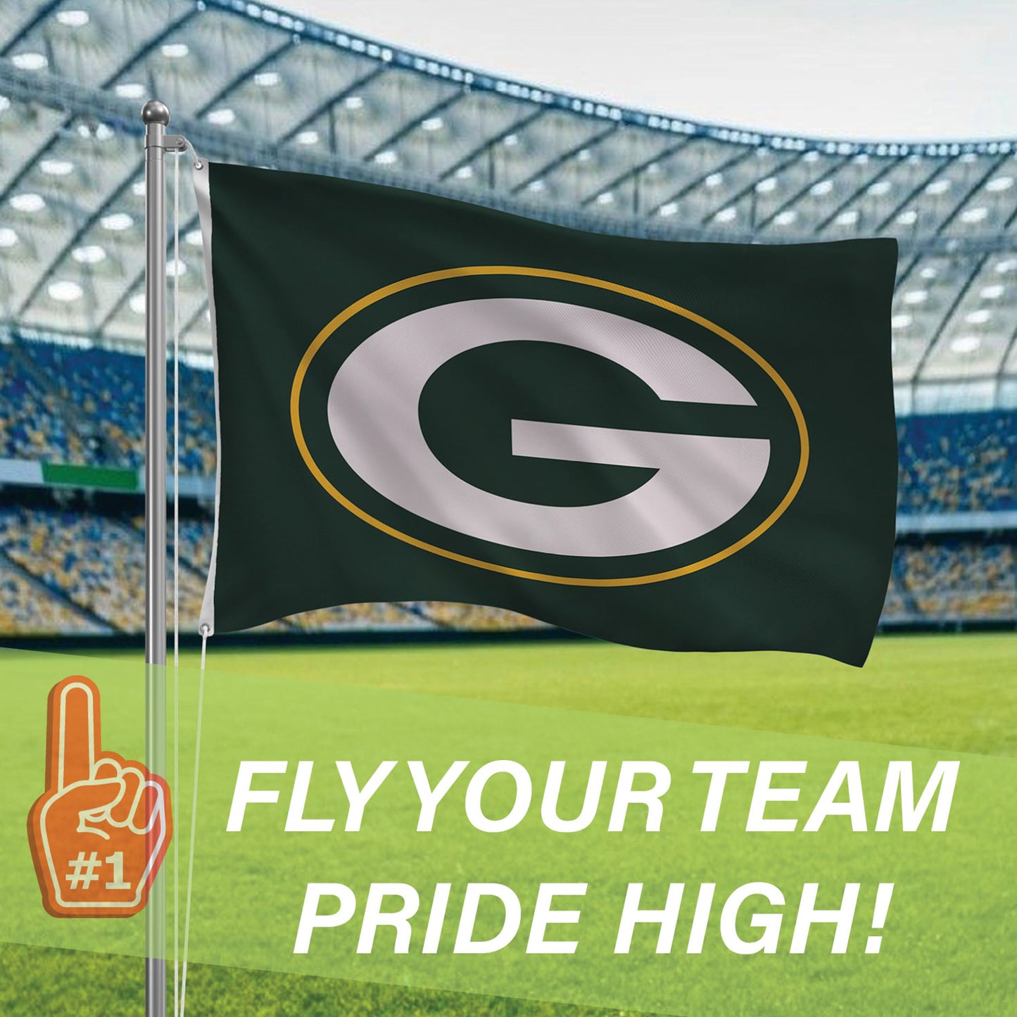 Green Bay Packers Single Sided Estate Flag with 2 Grommets, 3'x5' - Tampa Home & Garden Store