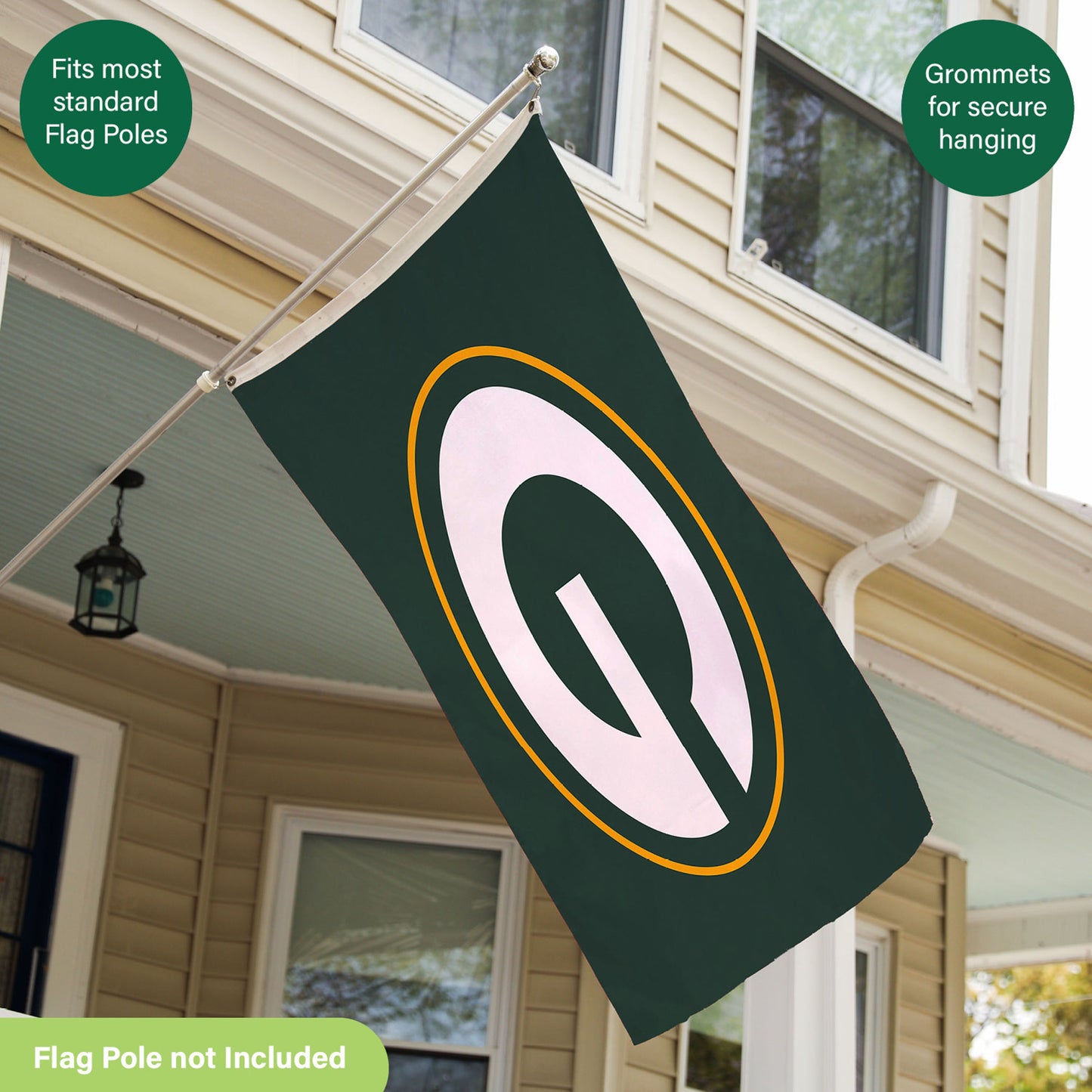 Green Bay Packers Single Sided Estate Flag with 2 Grommets, 3'x5' - Tampa Home & Garden Store
