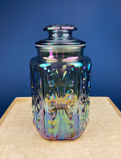 Green Glass Storage Jar with Dried  Orange Slices. Large, Deep Green Glass Canister with Cork Lid. Countertop Container. - Tampa Home & Garden Store