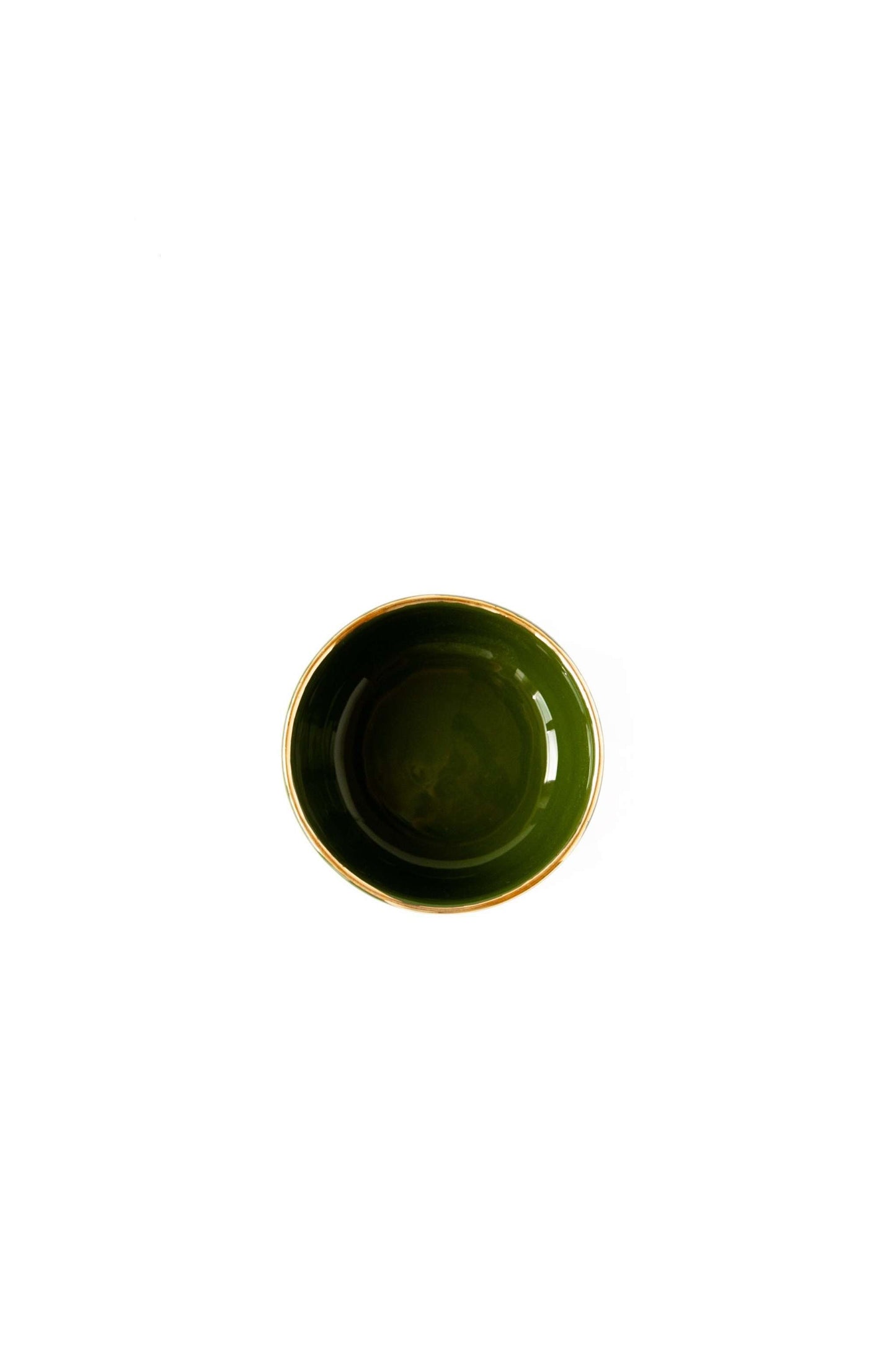 Handmade Green Porcelain Pinch Bowl and Gold Rim