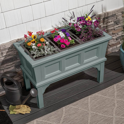 Green Rectangular Raised Garden Bed Planter Box with 3 Removeable Trays - Tampa Home & Garden Store