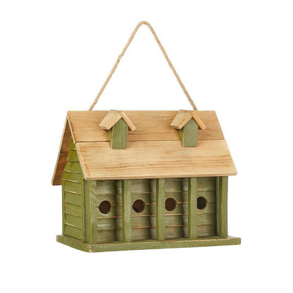 Green Wood Garden Bird House with 1 Compartment and 4 Holes - Tampa Home & Garden Store