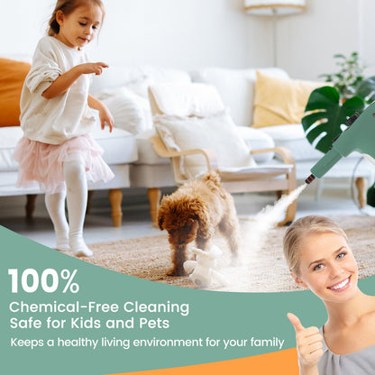 1400W Handheld Steam Cleaner with 14 Accessories & Child Lock