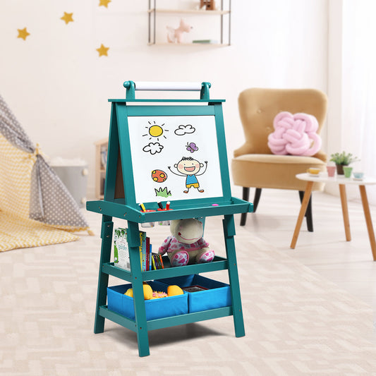 3 in 1 Double-Sided Storage Art Easel-Brown - Tampa Home & Garden Store