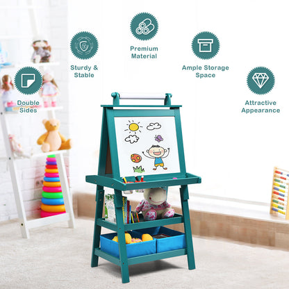 3 in 1 Double-Sided Storage Art Easel-Brown