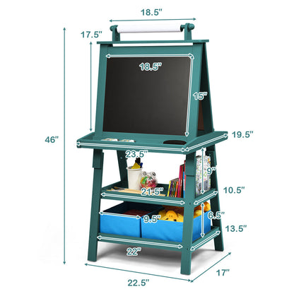 3 in 1 Double-Sided Storage Art Easel-Brown