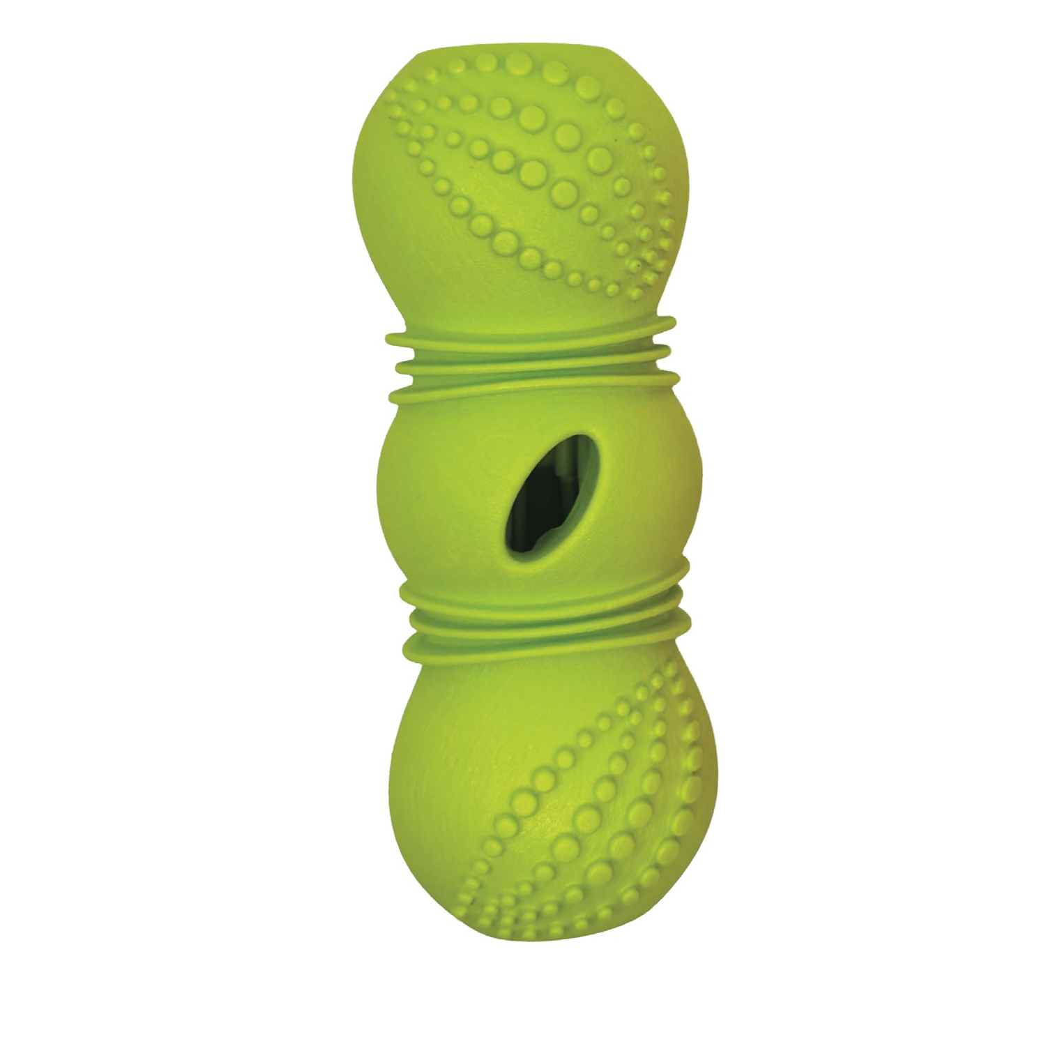 Flossr™ neon green dog toy with textured bumps and hollow center on Tampa Home & Garden Store