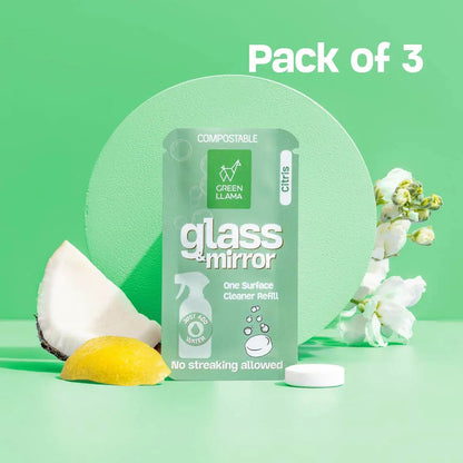 Glass and Mirror Cleaner Refills by Green Llama, litsea cubeba scent, pack of 3 on Tampa Home & Garden Store