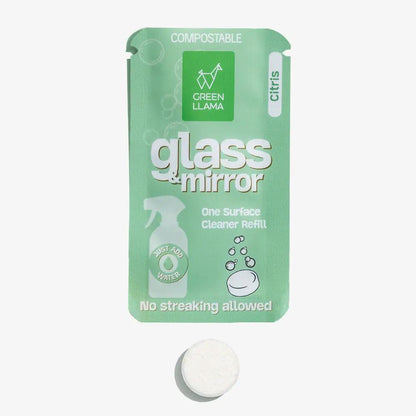 Glass & mirror cleaner refill pouch Green Llama pack of 3 with litsea cubeba scent compostable on Tampa Home & Garden Store