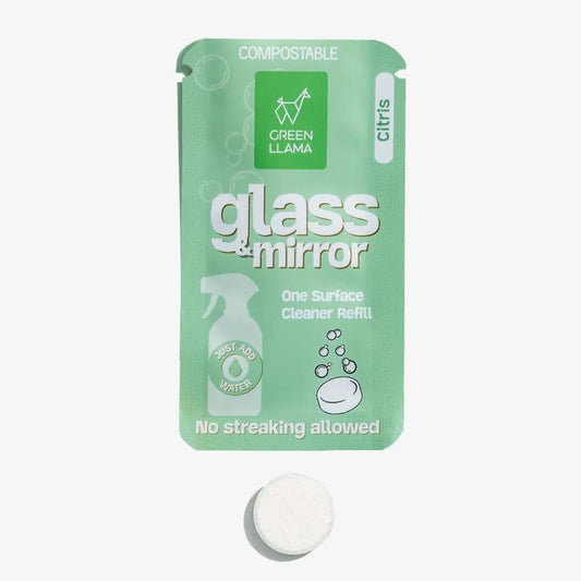 Glass & mirror cleaner refill pouch Green Llama pack of 3 with litsea cubeba scent compostable on Tampa Home & Garden Store