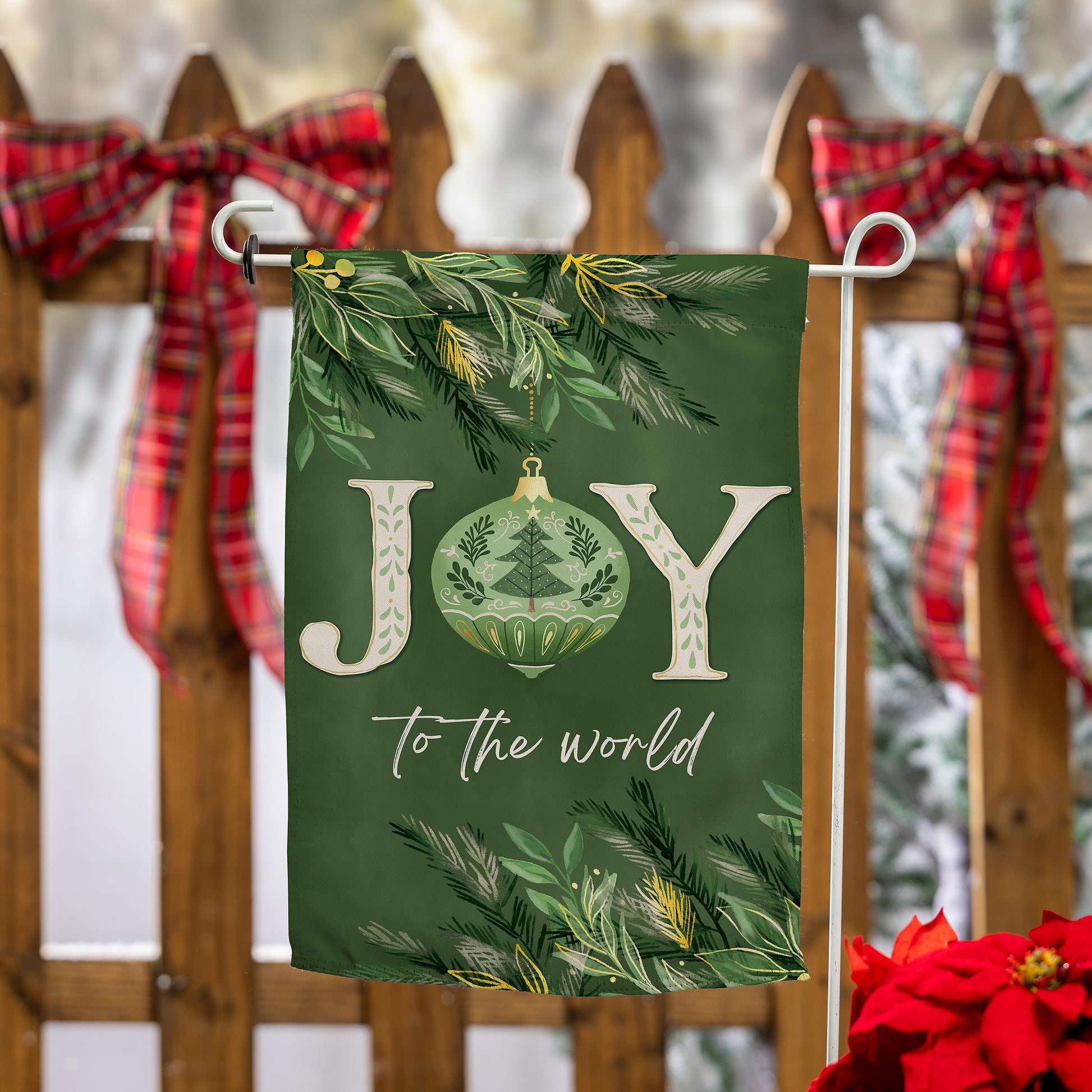 Greenery Joy To The World Suede Garden Flag - Tampa Home & Garden Store