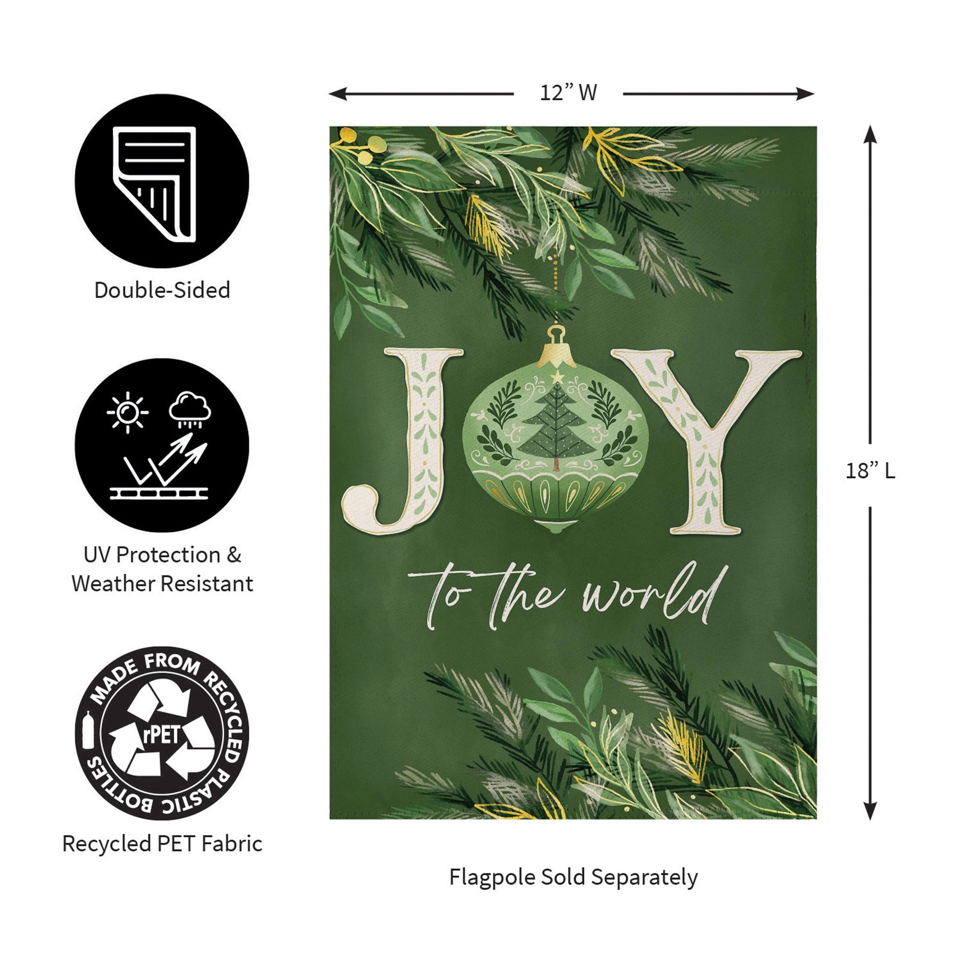 Greenery Joy To The World Suede Garden Flag - Tampa Home & Garden Store