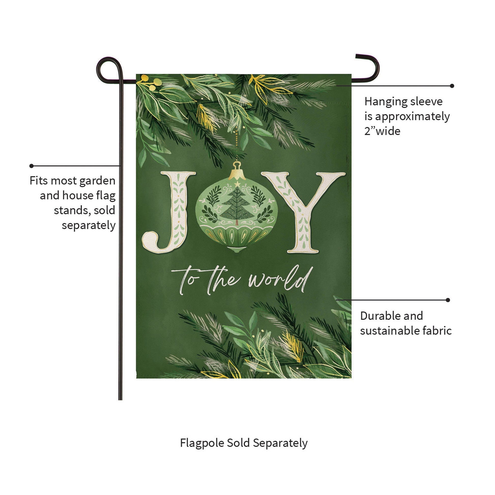 Greenery Joy To The World Suede Garden Flag - Tampa Home & Garden Store