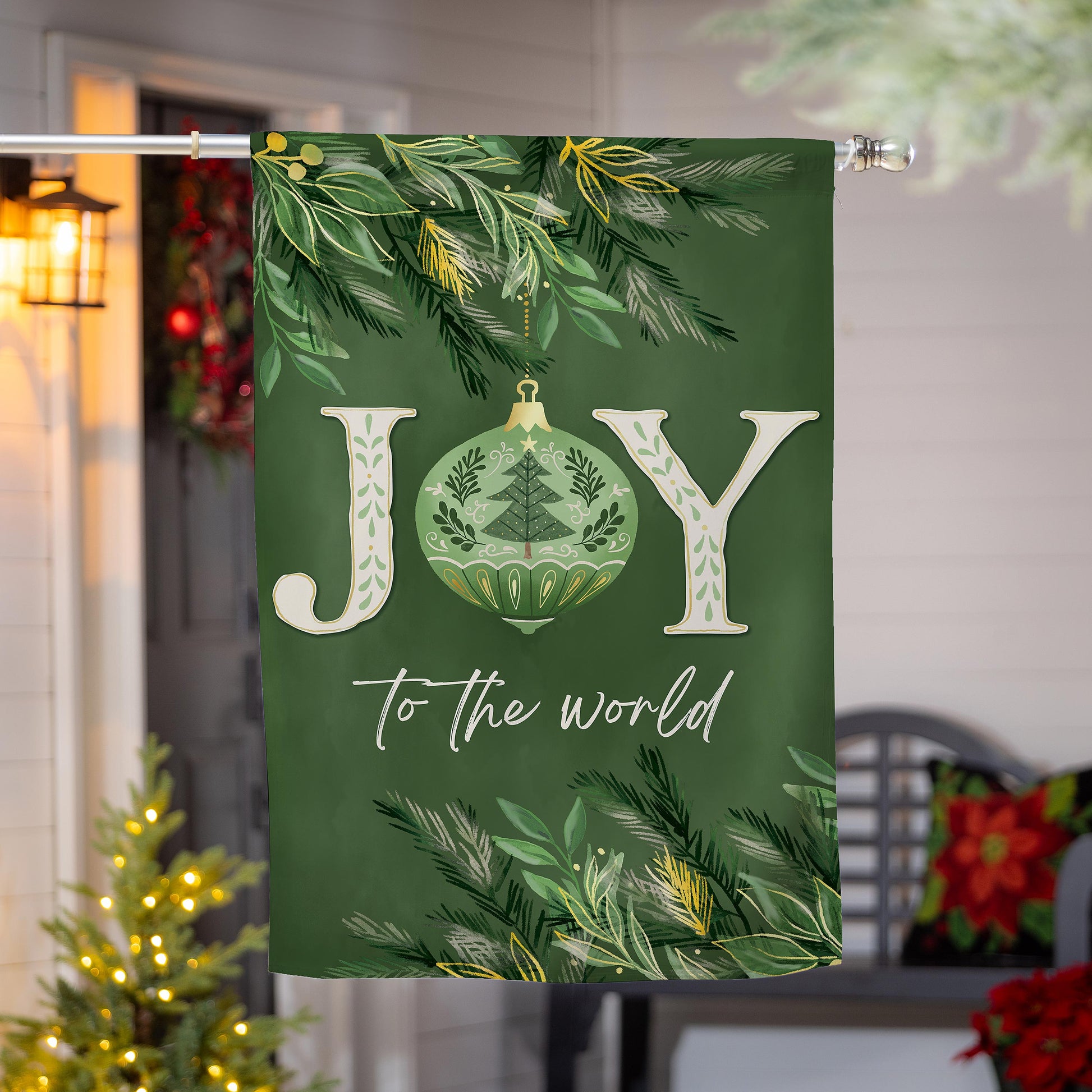Greenery Joy To The World Suede House Flag - Tampa Home & Garden Store