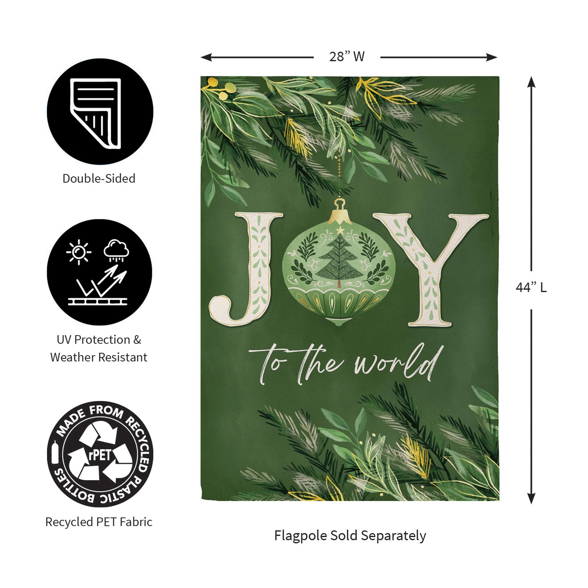 Greenery Joy To The World Suede House Flag - Tampa Home & Garden Store