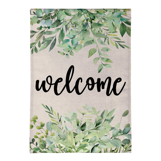Greenery Welcome Burlap House Flag - Tampa Home & Garden Store